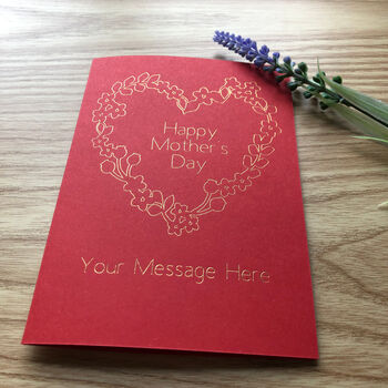 Personalised Mother's Day Heart And Flower Wreath Card, 6 of 10