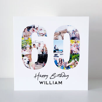 Personalised 60th Birthday Photo Collage Card, 2 of 7