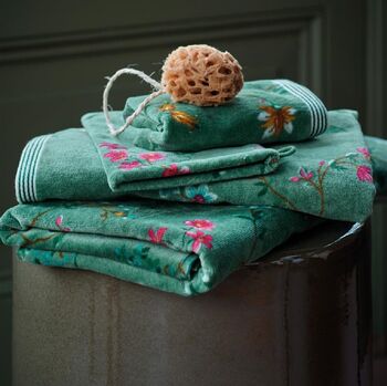 Les Fleurs Green Pack Of Three Towels, 2 of 2