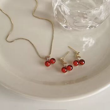 Cherry Earrings And Necklace Set, 2 of 5