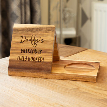 Personalised Book Stand And Coaster Weekend Is Fully Booked Gift, 2 of 6