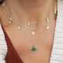 Round Malachite Sun Rise Necklace 9ct Gold Or Silver, thumbnail 1 of 4