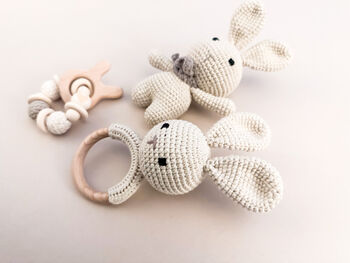Crochet Rabbit Baby Gift Set In Keepsake Box, 3 of 9