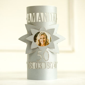 50th Birthday Lantern Photo Centrepiece Personalised, 5 of 8