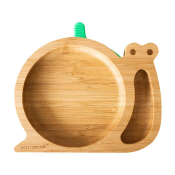 Bamboo Tableware Suction And Section Plate Snail Green, 3 of 4