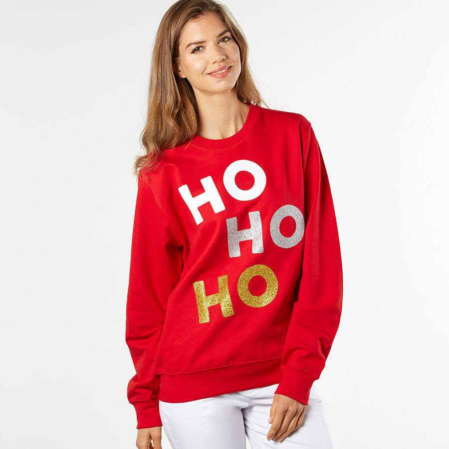 ho ho ho glitter christmas jumper by nappy head