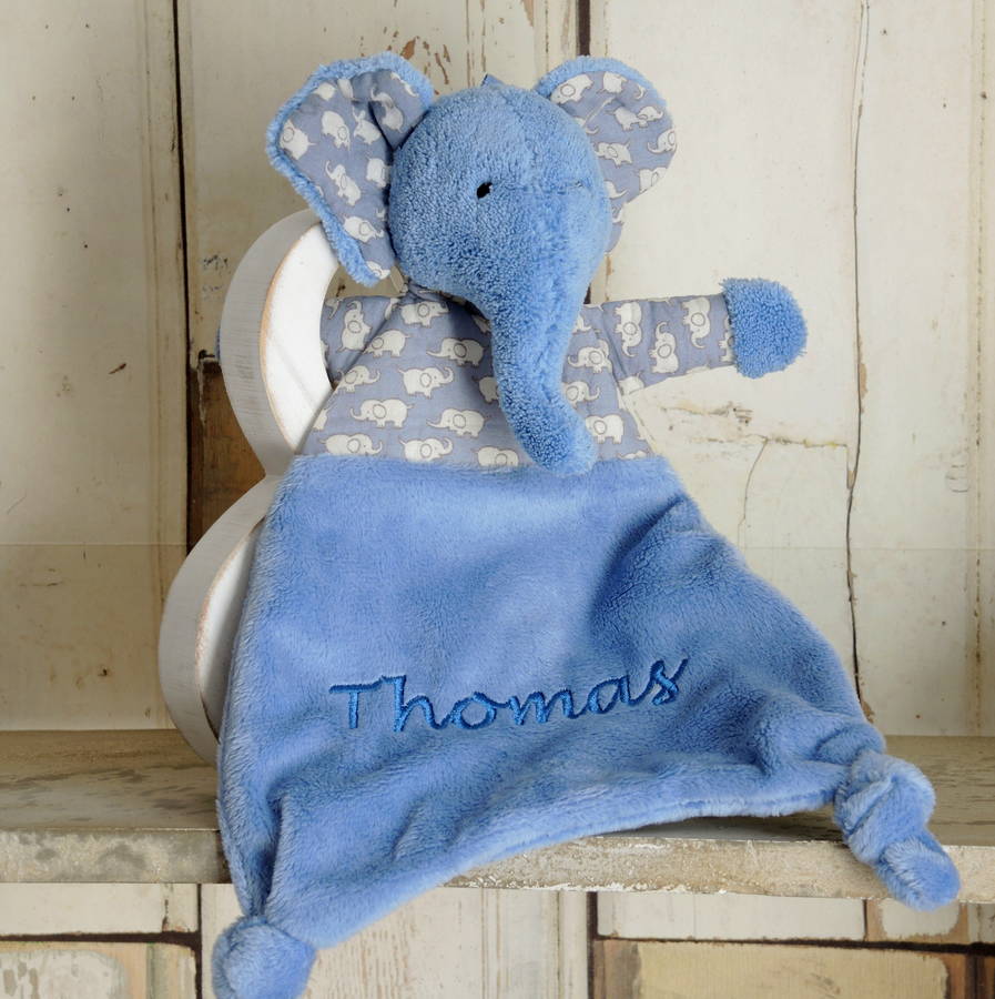 Personalised Indigo Elephant Comforter Blanket By The Alphabet Gift