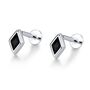 Sterling Silver Black Cz Rhombus 16 G Flat Back Labret Earrings, thumbnail 7 of 11