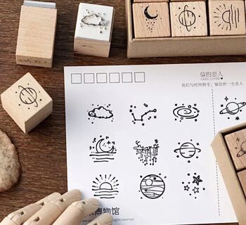 Moon And Celestial 16 Rubber Stamps Set, 3 of 8