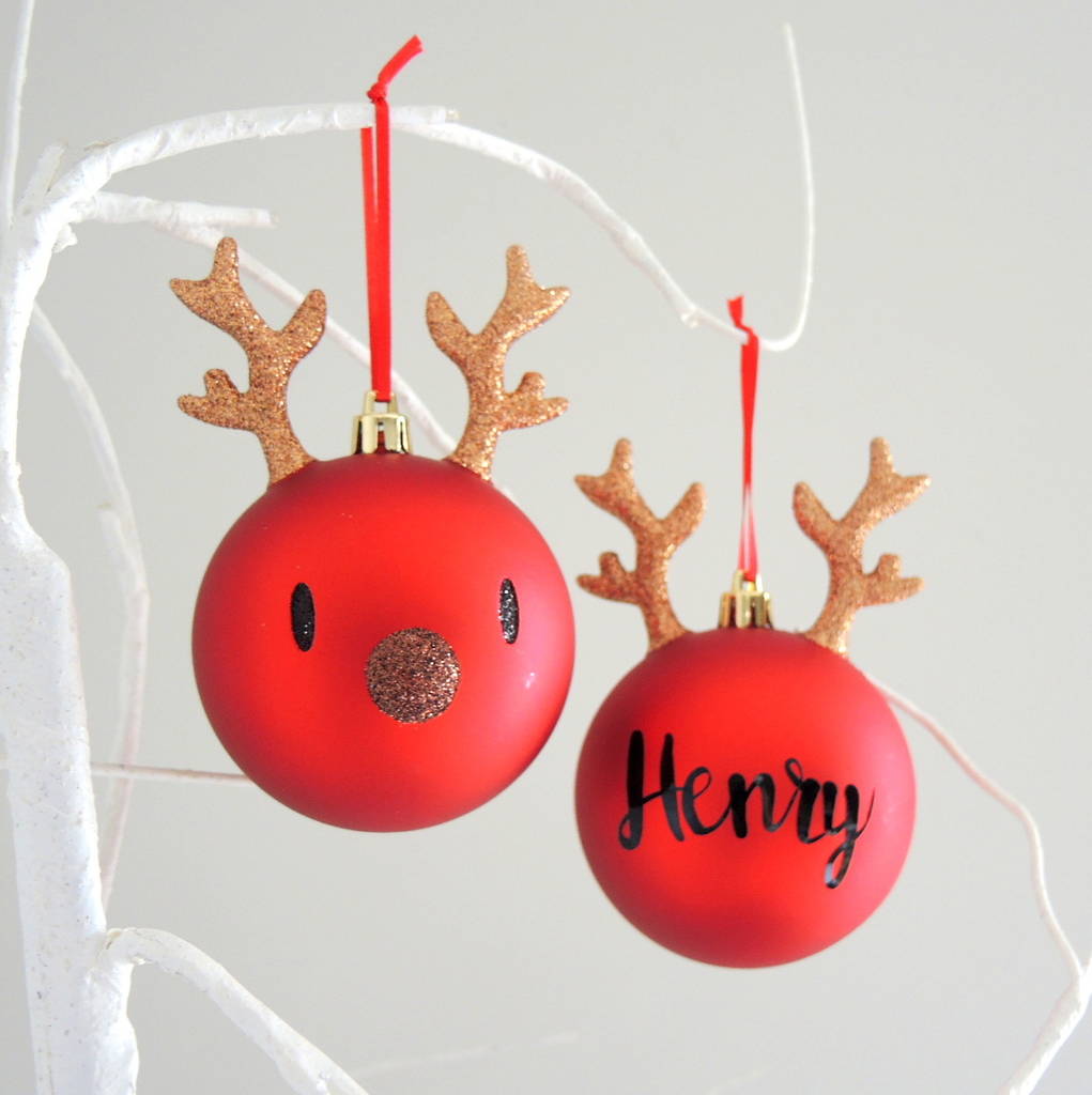 Personalised Glitter Reindeer Bauble By The Alphabet Gift Shop ...