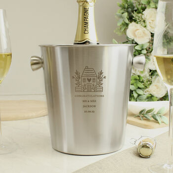 Personalised New Home Stainless Steel Ice Bucket, 3 of 6