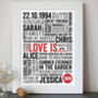 Personalised 'Love Is' Typography Print, thumbnail 1 of 4