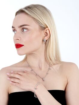 925 Sterling Silver Designer Shard Station Necklace, 8 of 12