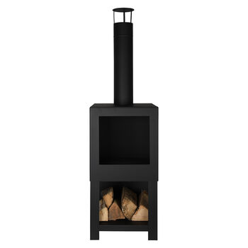 Steel Chiminea With Wood Storage, 5 of 8