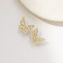 Butterfly Shape Crystal Stud Earrings In Gold Colour, thumbnail 3 of 3