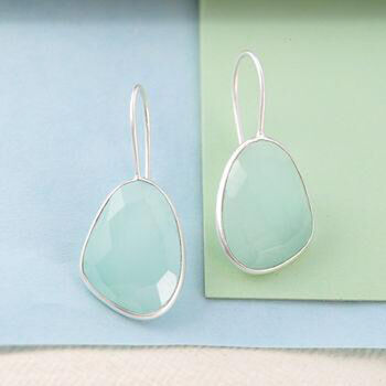 Aqua Chalcedony Rose Gold Plated Silver Drop Earrings, 3 of 4
