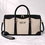 Personalised Large Lily Canvas And Faux Leather Holdall Duffle Bag, thumbnail 2 of 6