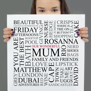 Personalised 'Mum's Favourites' Square Print, 6 of 9