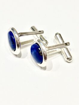 Silver And Lapis Lazuli Cufflinks, 6 of 6