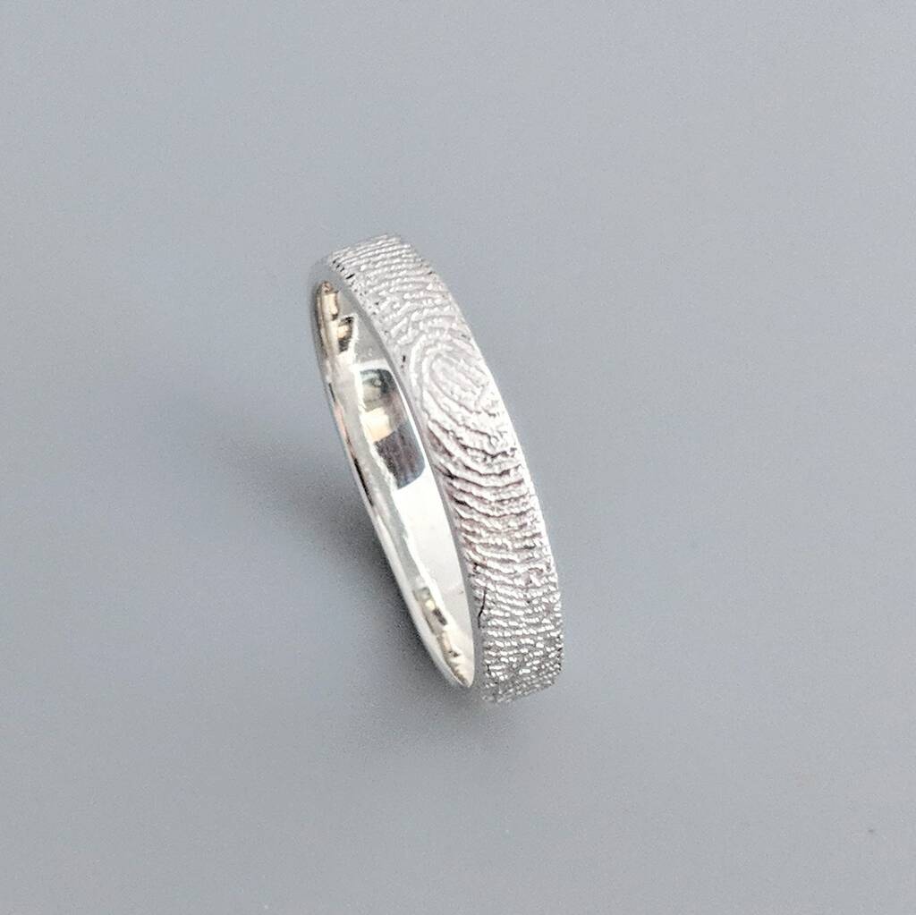 Recycled Silver Fingerprint Ring By Little Imp Jewellery