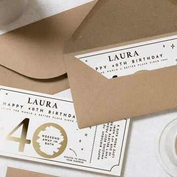 Personalised 40th Birthday Weekend Away Scratch Voucher, 8 of 9