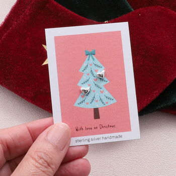 Mini Stocking Sterling Silver Heart Earrings, 3 of 8