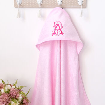 Personalised Baby Pink Hooded Towel With Monogram, 3 of 5