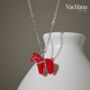 Sterling Silver Red Enamel Horse Pendant Necklace, thumbnail 3 of 6