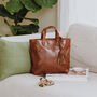 Leather Shoulder Bag With Tassel, Tan, thumbnail 1 of 6