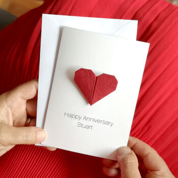Personalised Anniversary Origami Heart Card, 3 of 4