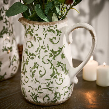 Irina Green Botanical Pitcher Jug Vase, 3 of 8