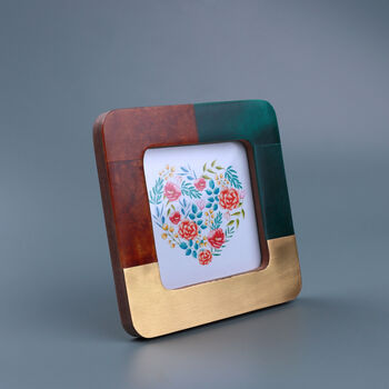 G Decor Lucca Handcrafted Photo Frame, Vintage Green, Rich Brown And Aged Brass Inlay Picture Display Regular Price£22.99, 2 of 2