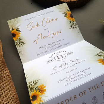 Sunflower Wedding Invitation Sample, 5 of 10