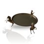 Round Brass Tray With Three Horse Base Mirrored Surface, thumbnail 3 of 6