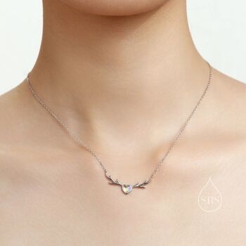 Sterling Silver Stag Deer With Moonstone Necklace, 6 of 11