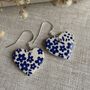 Blue Flower Ceramic Heart Earrings, thumbnail 7 of 10