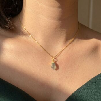 18ct Gold Plated Raw Aquamarine Crystal Necklace, 2 of 6