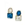 Sienna Cobalt Blue Mismatch Drop Statement Earrings, thumbnail 2 of 2