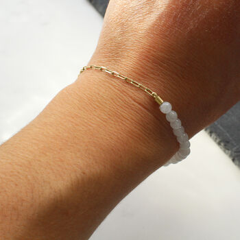 Half Chain Moonstone Bracelet 9ct Gold Or Silver, 4 of 5