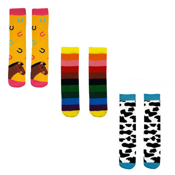 Set Of Three Children's Socks In A Gift Box Horse, 2 of 2