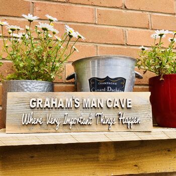 Personalised Dad's Man Cave Reclaimed Wooden Sign, 3 of 5