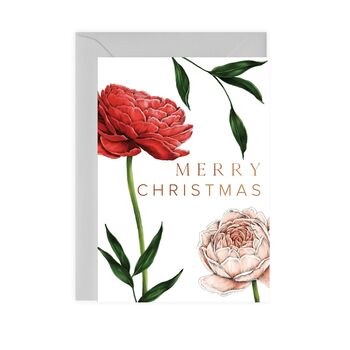 White Christmas Card, Roses, Copper Foil, 2 of 3