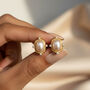 Women's White Pearl Heirloom Stud Earrings In 18k Gold, thumbnail 1 of 5