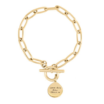 Personalised Handwriting T Bar Bracelet With Paperclip Chain, 3 of 4