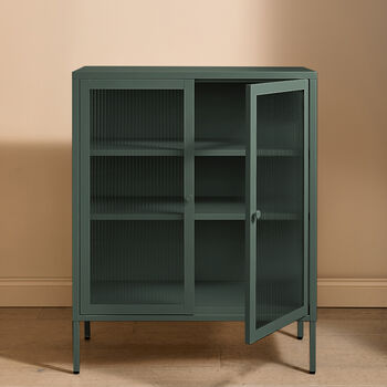 Medium Miles Glass Cabinet In Olive, 2 of 5