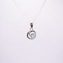 Sterling Silver Open Circular Blue Topaz Necklace, thumbnail 2 of 5