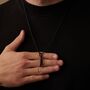Black Engraved Bar Pendant Chain Necklace For Men And Women, thumbnail 2 of 9