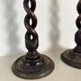 Pair Of Vintage Tall Oak Barley Twist Candlesticks, thumbnail 5 of 5