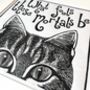 Cat Linocut Print. Shakespeare Quote, thumbnail 3 of 3