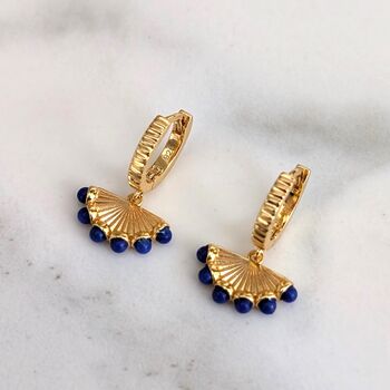 The Fan Lapis Lazuli Charm Earrings, Gold, 2 of 6